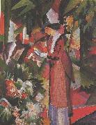 August Macke Walk in flowers oil painting on canvas
